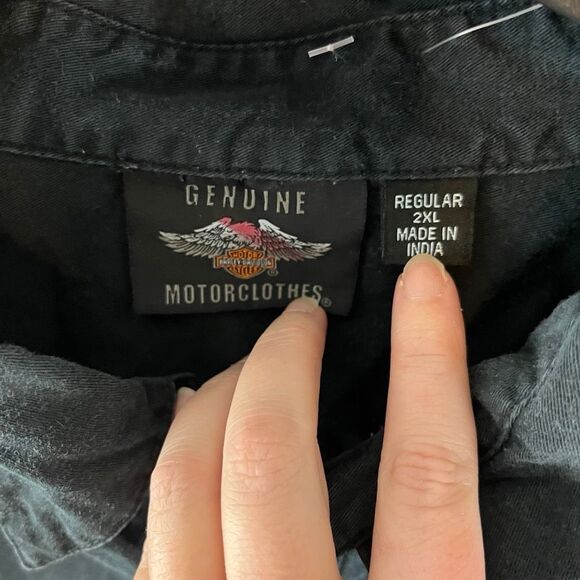 Harley Davidson Mens Black Button Down Shirt Short Sleeve Motorcycles Skull 2XL - Picture 3 of 6